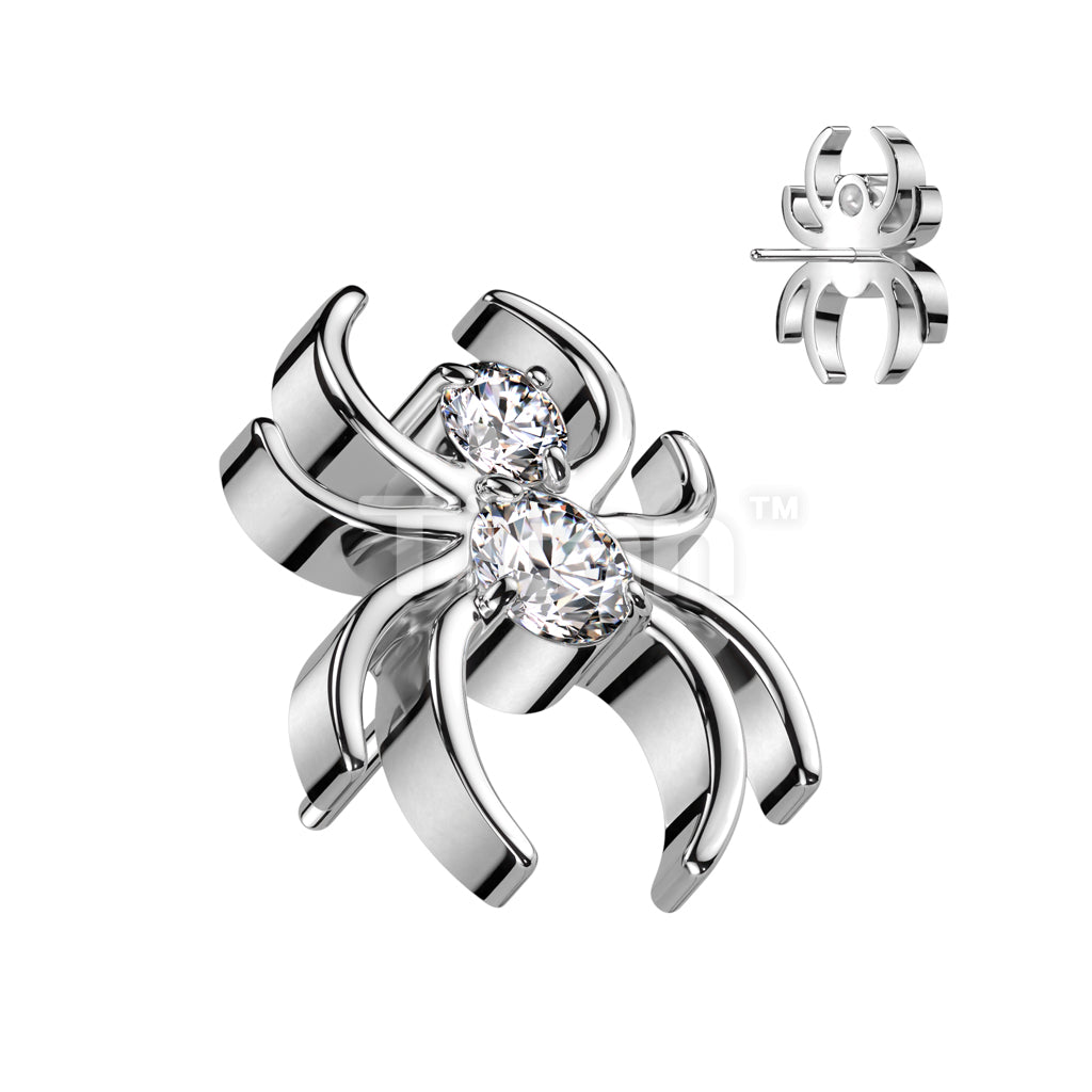 ASTM F136 Titanium Implant Grade Titanium Threadless Push In CZ Spider Top - Image 2