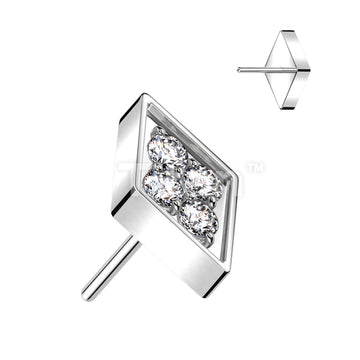 Implant Grade Titanium Threadless Push In Diamond Cut Top With 4 CNC Set CZ Center - Image 2