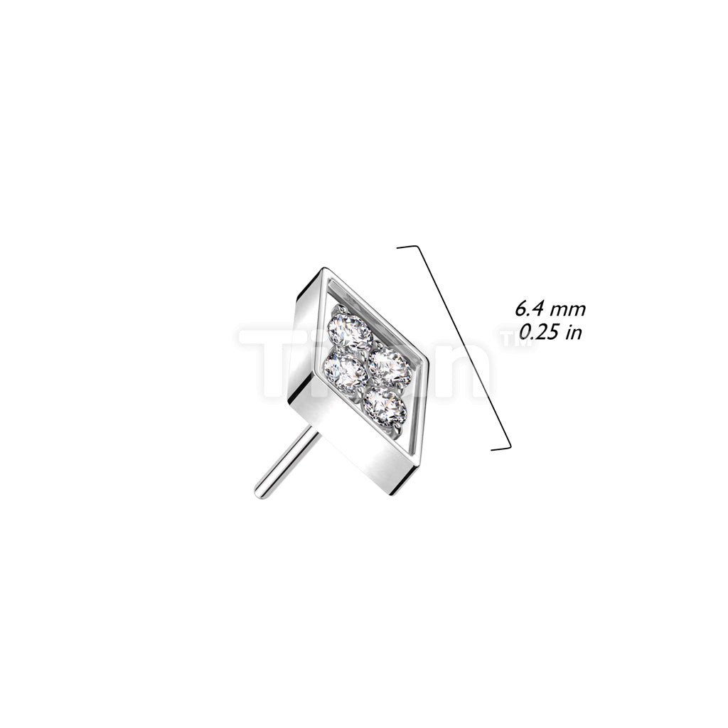 Implant Grade Titanium Threadless Push In Diamond Cut Top With 4 CNC Set CZ Center - Image 4