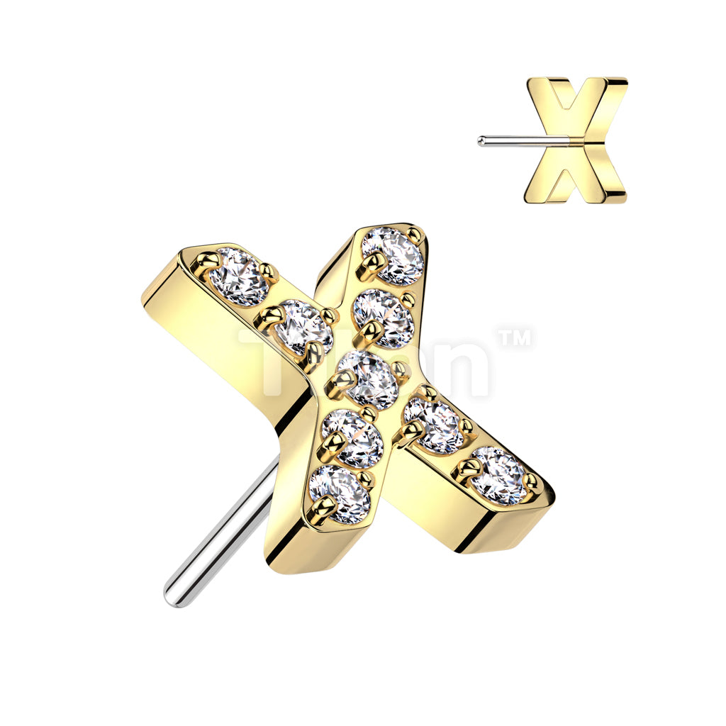 Implant Grade Titanium Threadless Push In X Top With CNC Set CZ's - Image 3