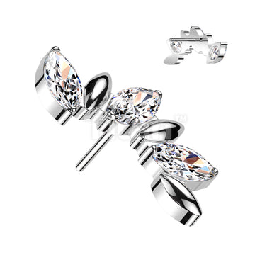 Implant Grade Titanium Threadless Push In 3 Marquise CZ Vine Top - Image 2