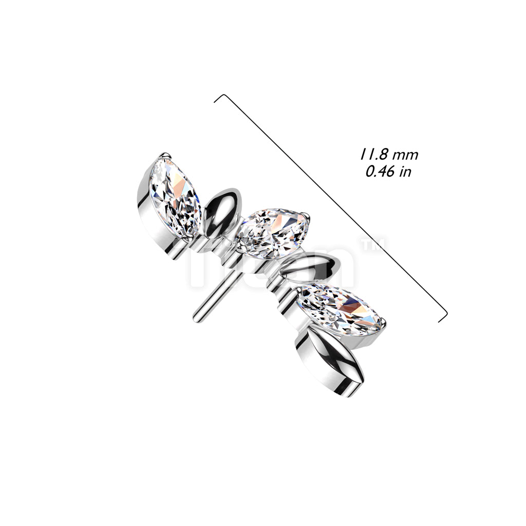 Implant Grade Titanium Threadless Push In 3 Marquise CZ Vine Top - Image 4