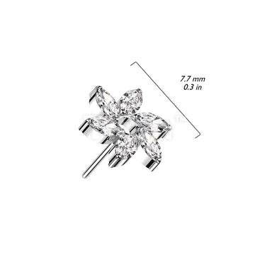 Implant Grade Titanium Threadless Push In Marquise CZ Swirl Flower Top - Image 4