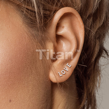 Implant Grade Titanium Threadless Push In CNC Set CZ Paved Alphabet Initial Top - Image 2