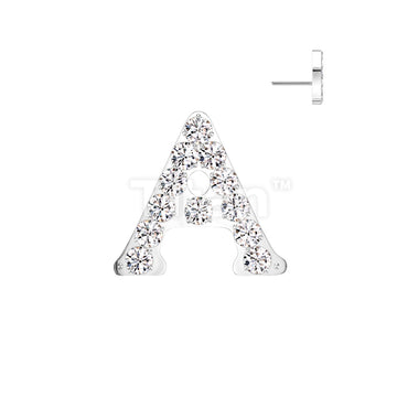 Implant Grade Titanium Threadless Push In CNC Set CZ Paved Alphabet Initial Top - Image 3