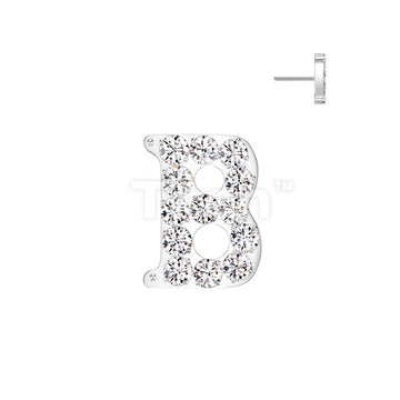 Implant Grade Titanium Threadless Push In CNC Set CZ Paved Alphabet Initial Top - Image 4