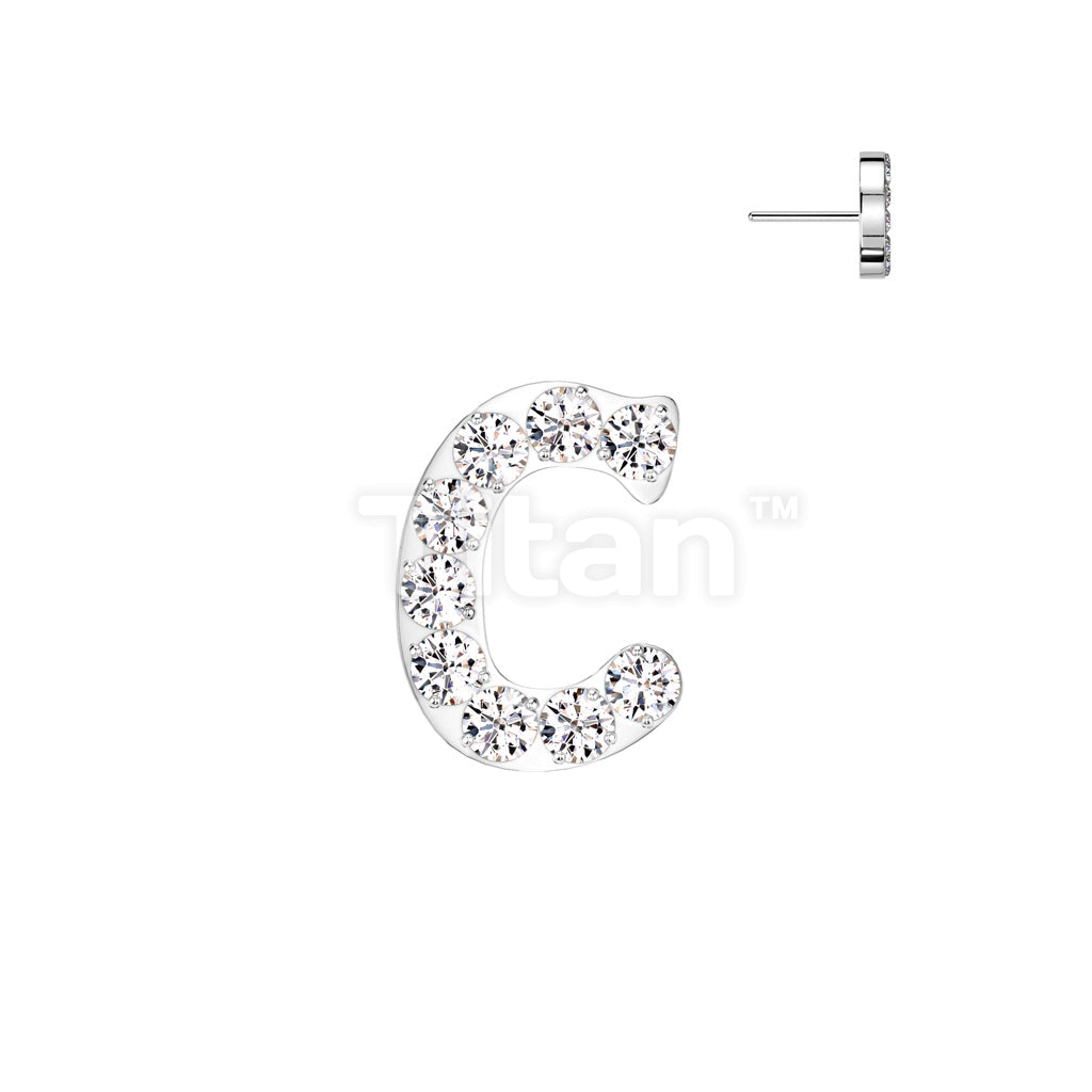 Implant Grade Titanium Threadless Push In CNC Set CZ Paved Alphabet Initial Top - Image 5