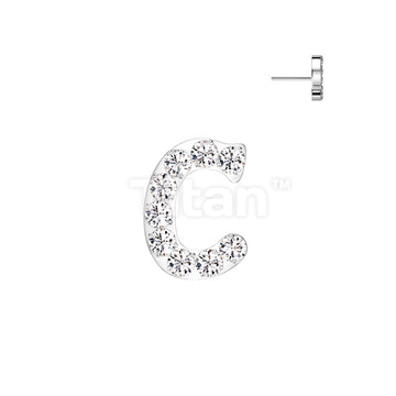Implant Grade Titanium Threadless Push In CNC Set CZ Paved Alphabet Initial Top - Image 5