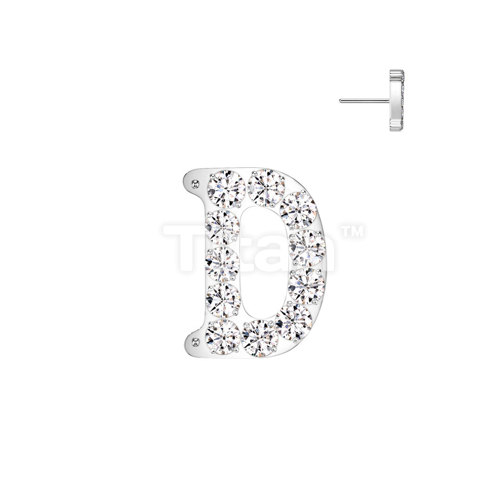 Implant Grade Titanium Threadless Push In CNC Set CZ Paved Alphabet Initial Top - Image 6