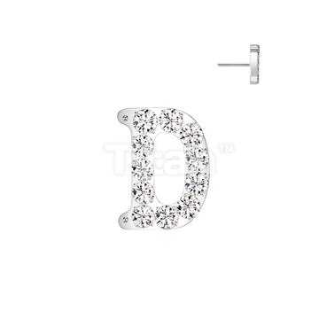 Implant Grade Titanium Threadless Push In CNC Set CZ Paved Alphabet Initial Top - Image 6