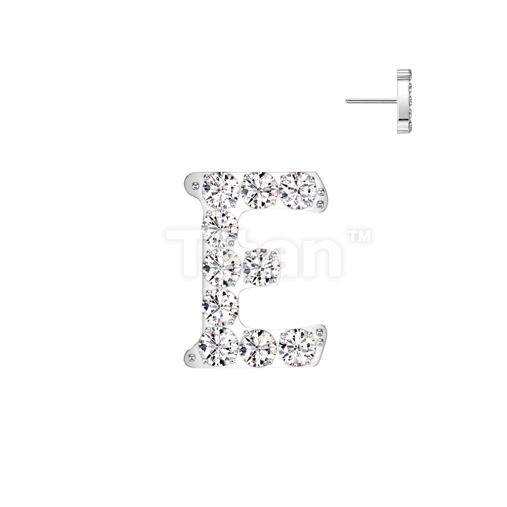 Implant Grade Titanium Threadless Push In CNC Set CZ Paved Alphabet Initial Top - Image 7