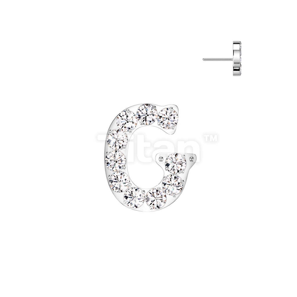 Implant Grade Titanium Threadless Push In CNC Set CZ Paved Alphabet Initial Top - Image 9
