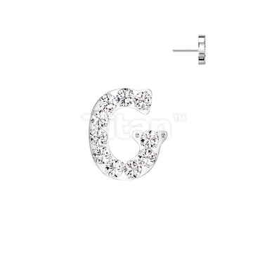 Implant Grade Titanium Threadless Push In CNC Set CZ Paved Alphabet Initial Top - Image 9