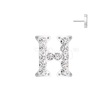 Implant Grade Titanium Threadless Push In CNC Set CZ Paved Alphabet Initial Top - Image 10
