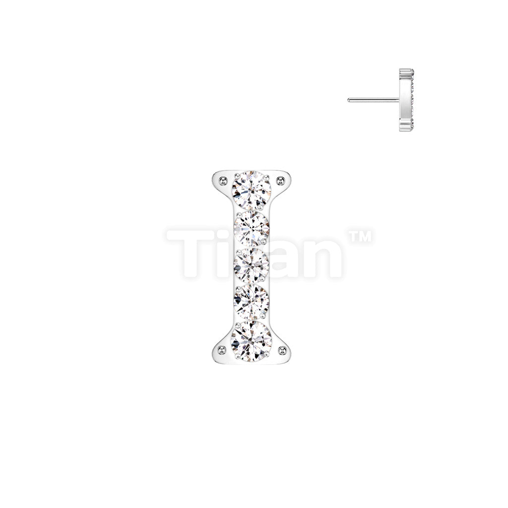 Implant Grade Titanium Threadless Push In CNC Set CZ Paved Alphabet Initial Top - Image 11