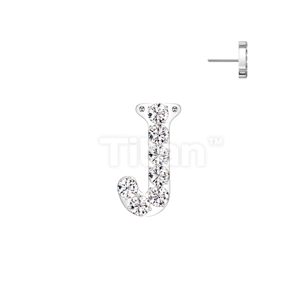 Implant Grade Titanium Threadless Push In CNC Set CZ Paved Alphabet Initial Top - Image 12