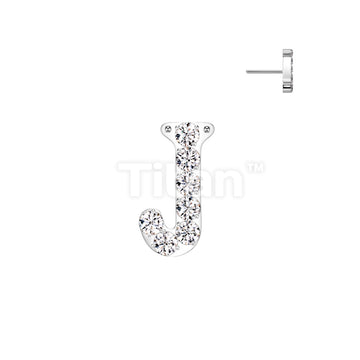 Implant Grade Titanium Threadless Push In CNC Set CZ Paved Alphabet Initial Top - Image 12