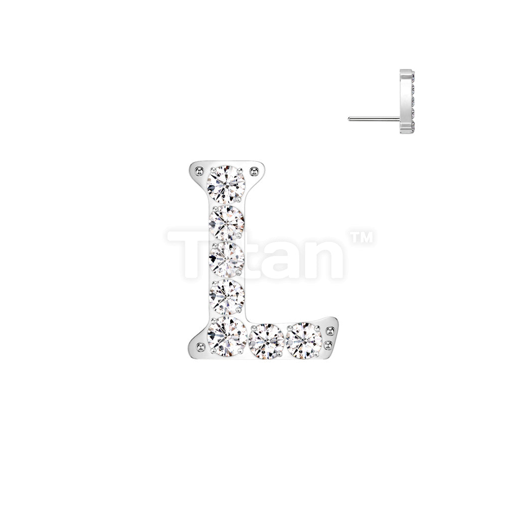 Implant Grade Titanium Threadless Push In CNC Set CZ Paved Alphabet Initial Top - Image 14