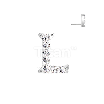 Implant Grade Titanium Threadless Push In CNC Set CZ Paved Alphabet Initial Top - Image 14