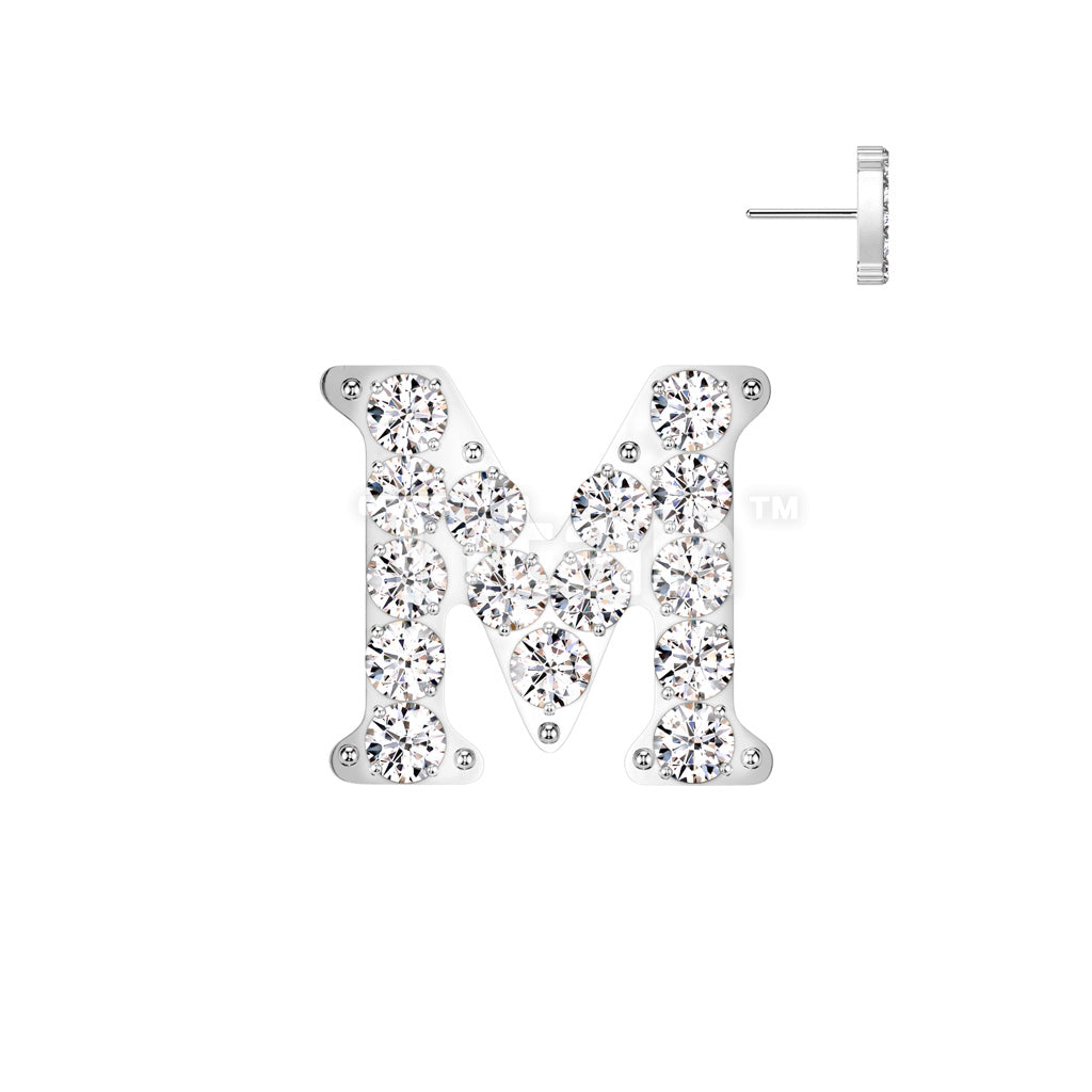 Implant Grade Titanium Threadless Push In CNC Set CZ Paved Alphabet Initial Top - Image 15