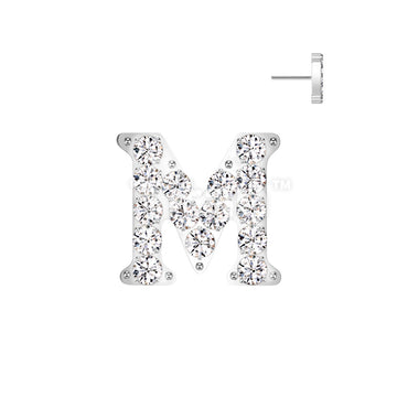 Implant Grade Titanium Threadless Push In CNC Set CZ Paved Alphabet Initial Top - Image 15