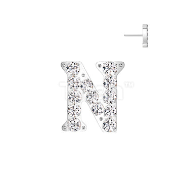 Implant Grade Titanium Threadless Push In CNC Set CZ Paved Alphabet Initial Top - Image 16