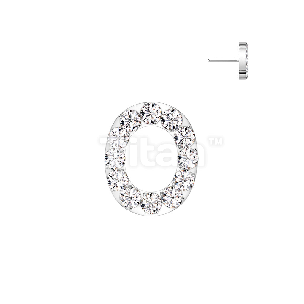 Implant Grade Titanium Threadless Push In CNC Set CZ Paved Alphabet Initial Top - Image 17