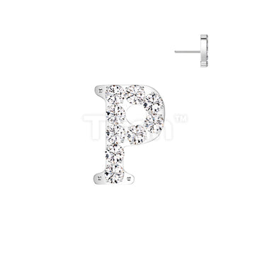 Implant Grade Titanium Threadless Push In CNC Set CZ Paved Alphabet Initial Top - Image 18