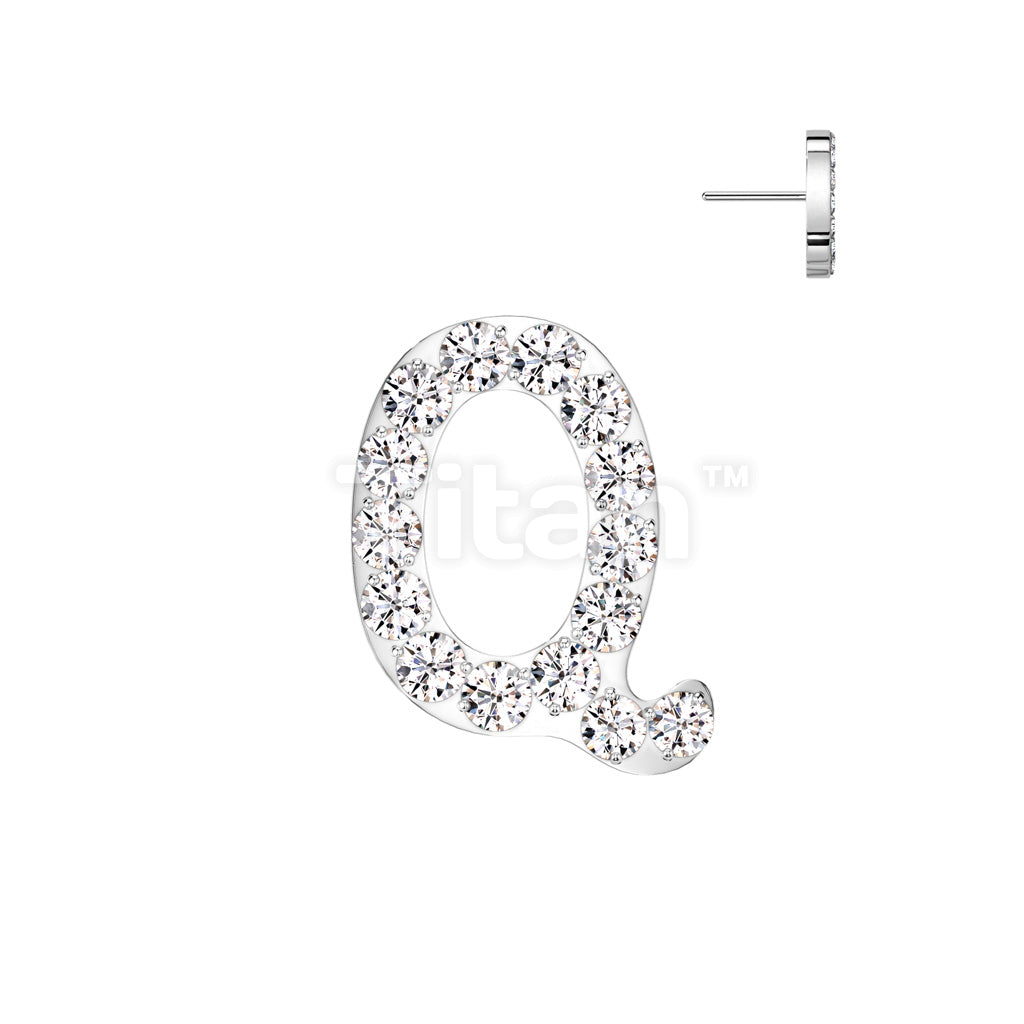 Implant Grade Titanium Threadless Push In CNC Set CZ Paved Alphabet Initial Top - Image 19