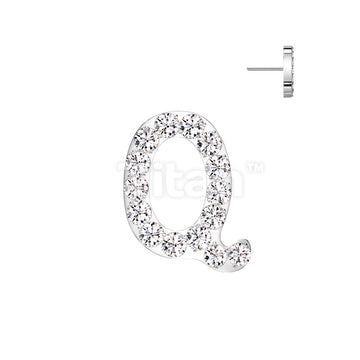 Implant Grade Titanium Threadless Push In CNC Set CZ Paved Alphabet Initial Top - Image 19