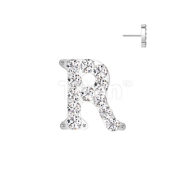 Implant Grade Titanium Threadless Push In CNC Set CZ Paved Alphabet Initial Top - Image 20
