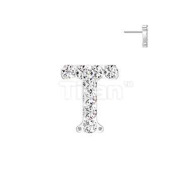 Implant Grade Titanium Threadless Push In CNC Set CZ Paved Alphabet Initial Top - Image 22