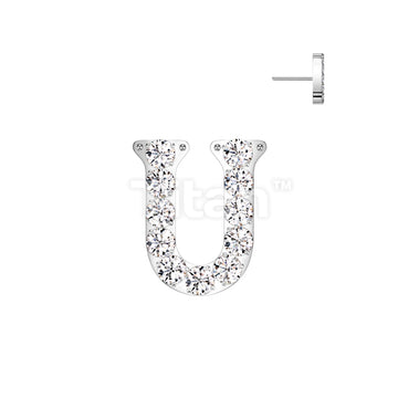 Implant Grade Titanium Threadless Push In CNC Set CZ Paved Alphabet Initial Top - Image 23