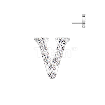 Implant Grade Titanium Threadless Push In CNC Set CZ Paved Alphabet Initial Top - Image 24