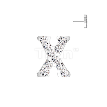 Implant Grade Titanium Threadless Push In CNC Set CZ Paved Alphabet Initial Top - Image 26