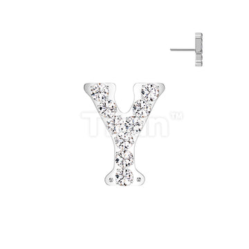 Implant Grade Titanium Threadless Push In CNC Set CZ Paved Alphabet Initial Top - Image 27