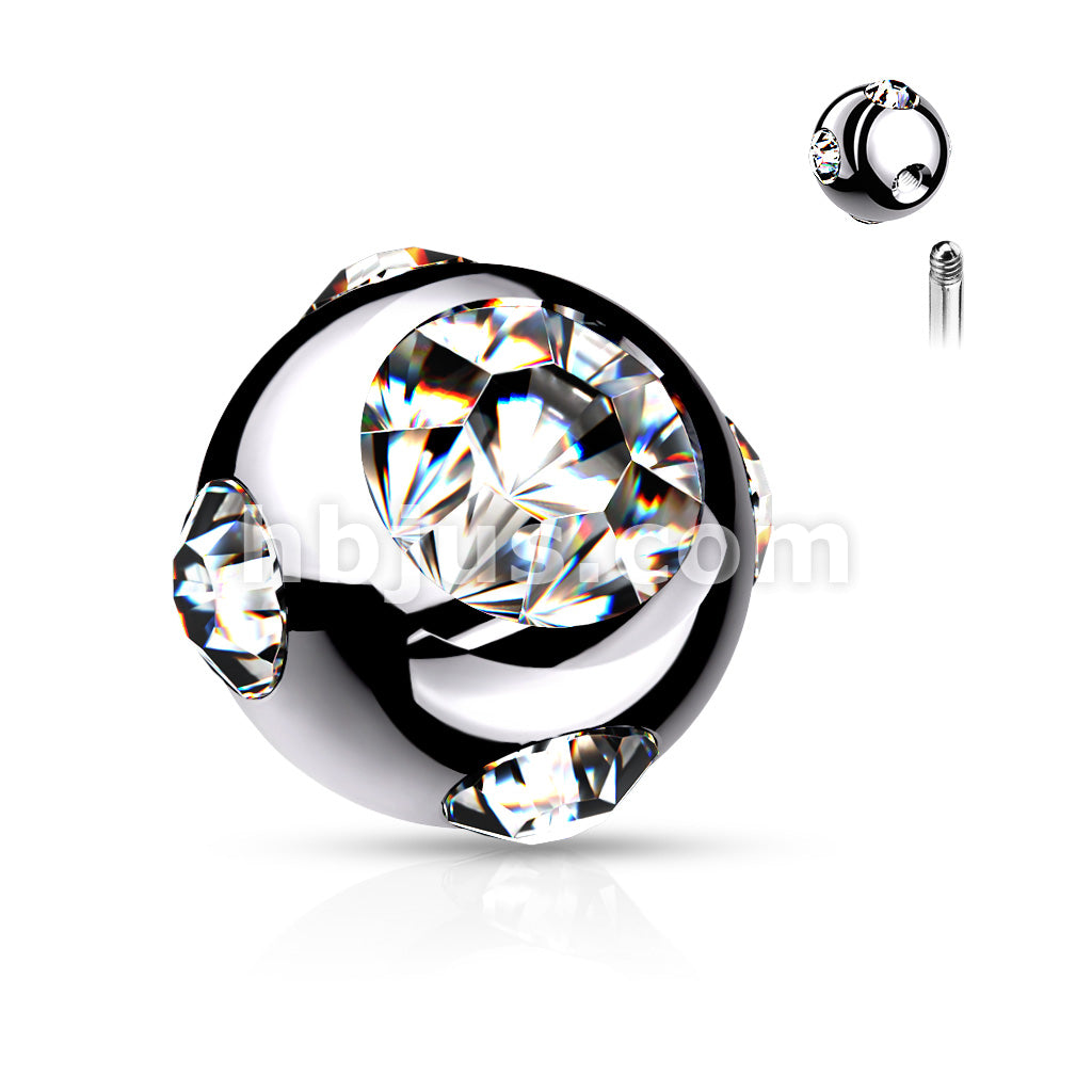 10 Pc Pack 316L Surgical Steel Externally Threaded 5 Gem Set Ball Pack - Image 3