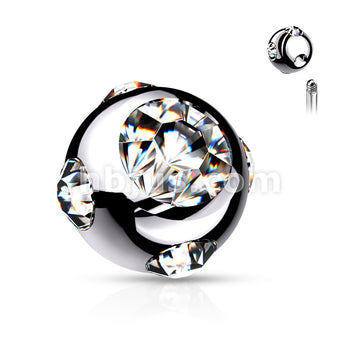 10 Pc Pack 316L Surgical Steel Externally Threaded 5 Gem Set Ball Pack - Image 3