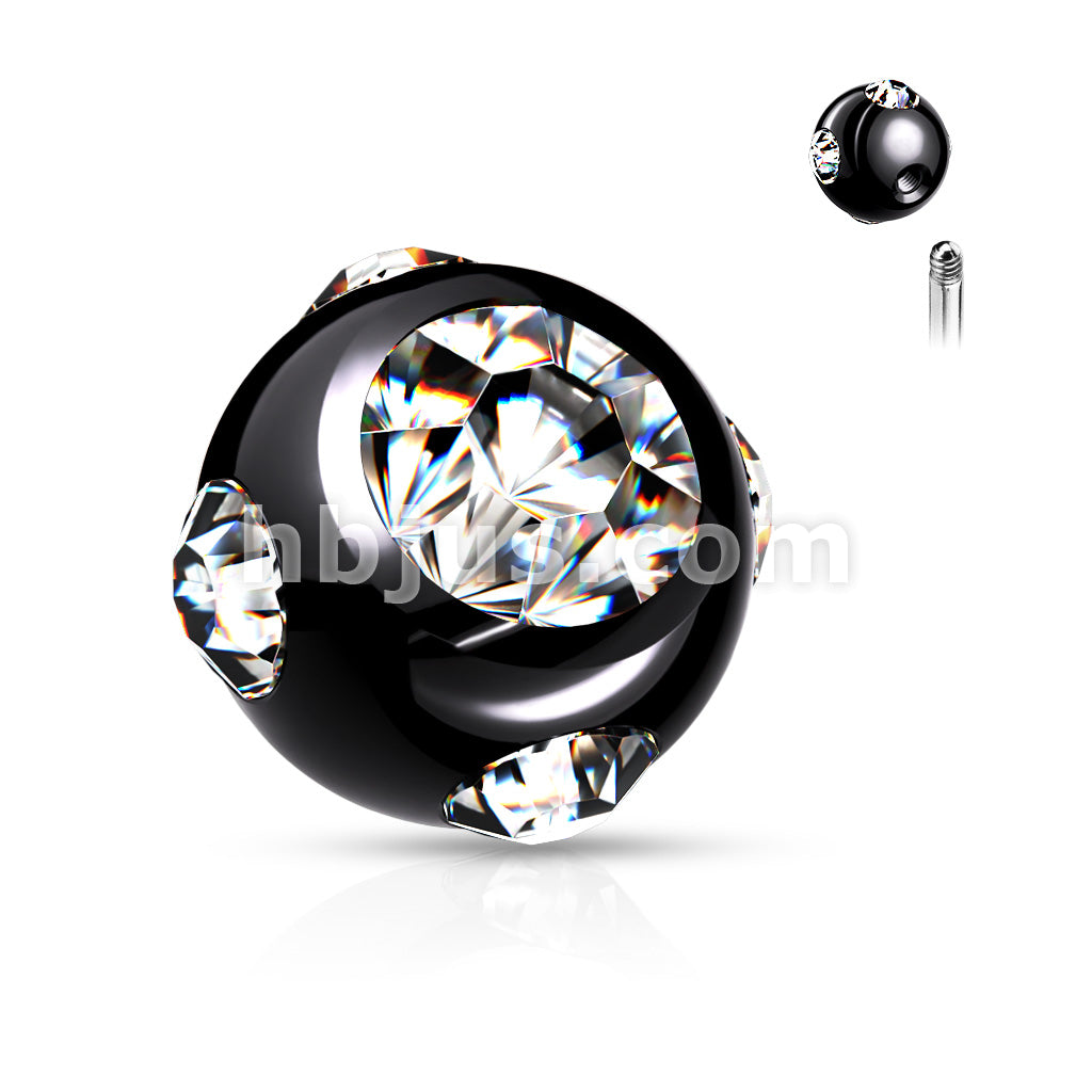 10 Pc Pack 316L Surgical Steel Externally Threaded 5 Gem Set Ball Pack - Image 5