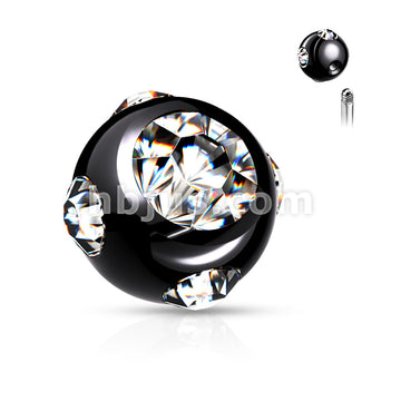 10 Pc Pack 316L Surgical Steel Externally Threaded 5 Gem Set Ball Pack - Image 5