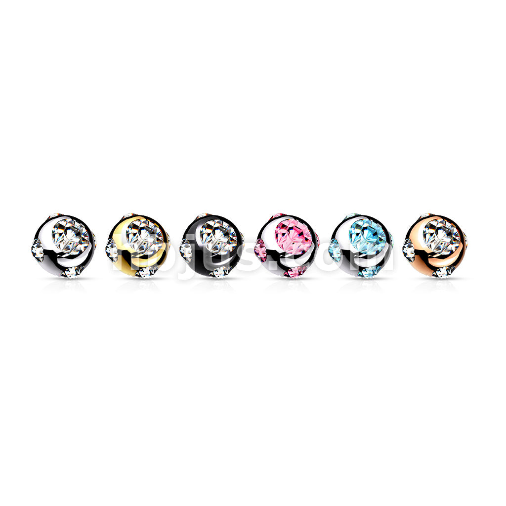 10 Pc Pack 316L Surgical Steel Externally Threaded 5 Gem Set Ball Pack - Image 10