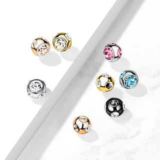 Pack 316L Surgical Steel Externally Threaded 5 Gem Set Ball