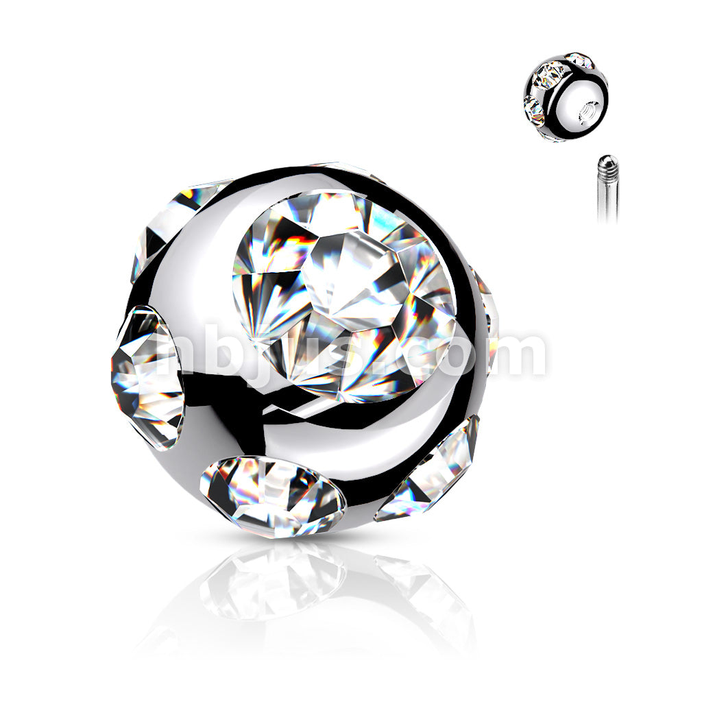 10 Pc Pack 316L Surgical Steel Externally Threaded 7 Gem Set Ball Pack - Image 3