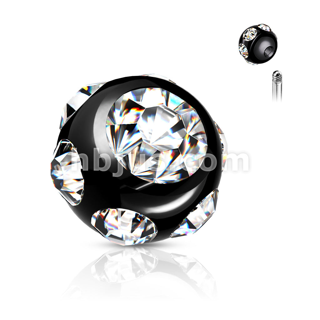 10 Pc Pack 316L Surgical Steel Externally Threaded 7 Gem Set Ball Pack - Image 5