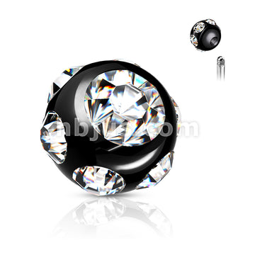 10 Pc Pack 316L Surgical Steel Externally Threaded 7 Gem Set Ball Pack - Image 5