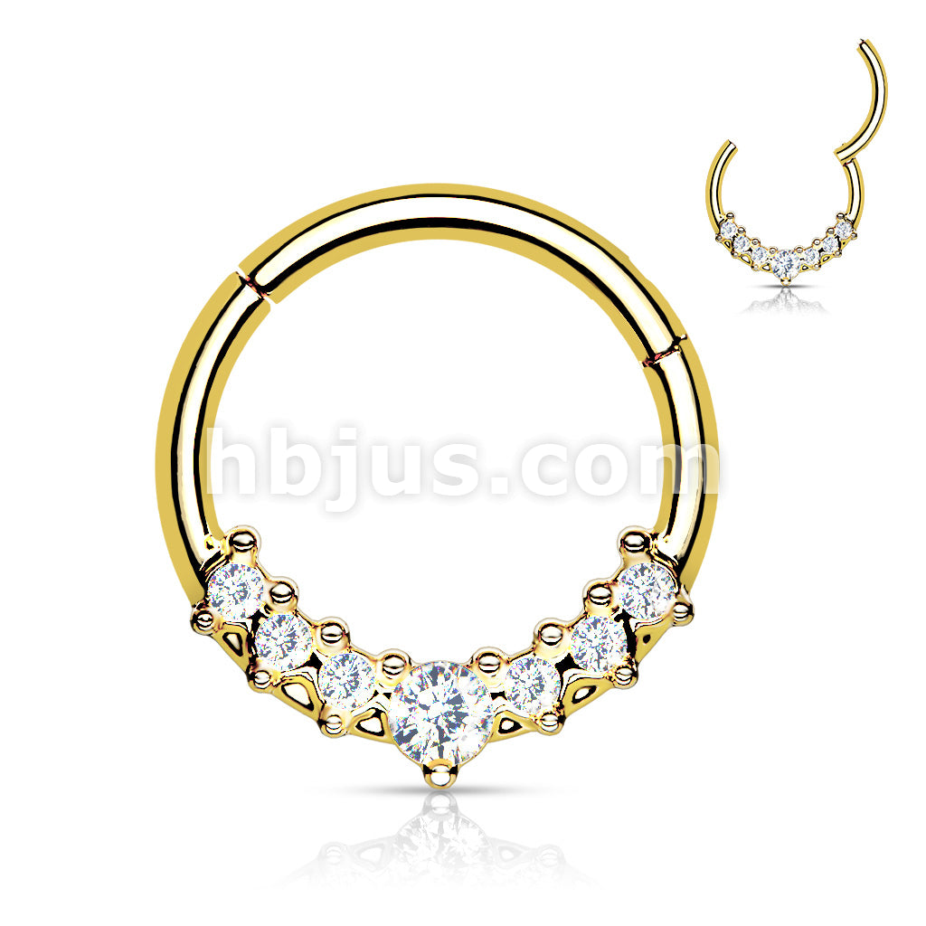 316L Surgical Steel 316L Surgical Steel Hinged Segment Hoop Ring With... - Image 3