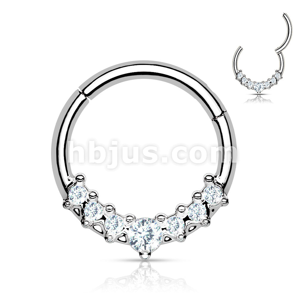 316L Surgical Steel 316L Surgical Steel Hinged Segment Hoop Ring With... - Image 5