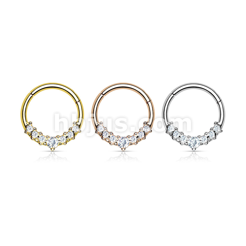 316L Surgical Steel 316L Surgical Steel Hinged Segment Hoop Ring With... - Image 7