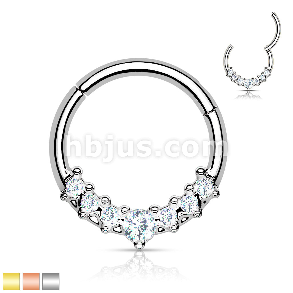 316L Surgical Steel 316L Surgical Steel Hinged Segment Hoop Ring With... - Image 2
