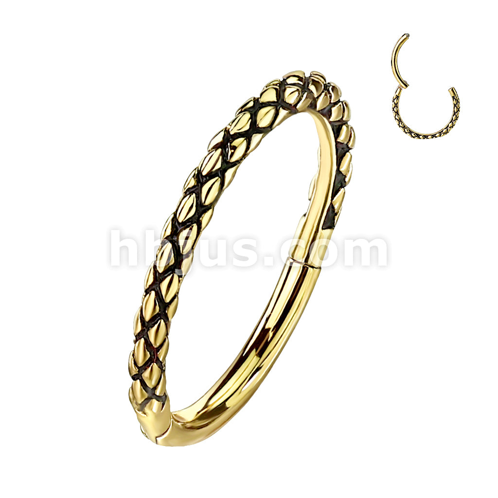 High Quality Precision 316L Surgical Steel Oxidized Lizard Skin Hinged... - Image 2